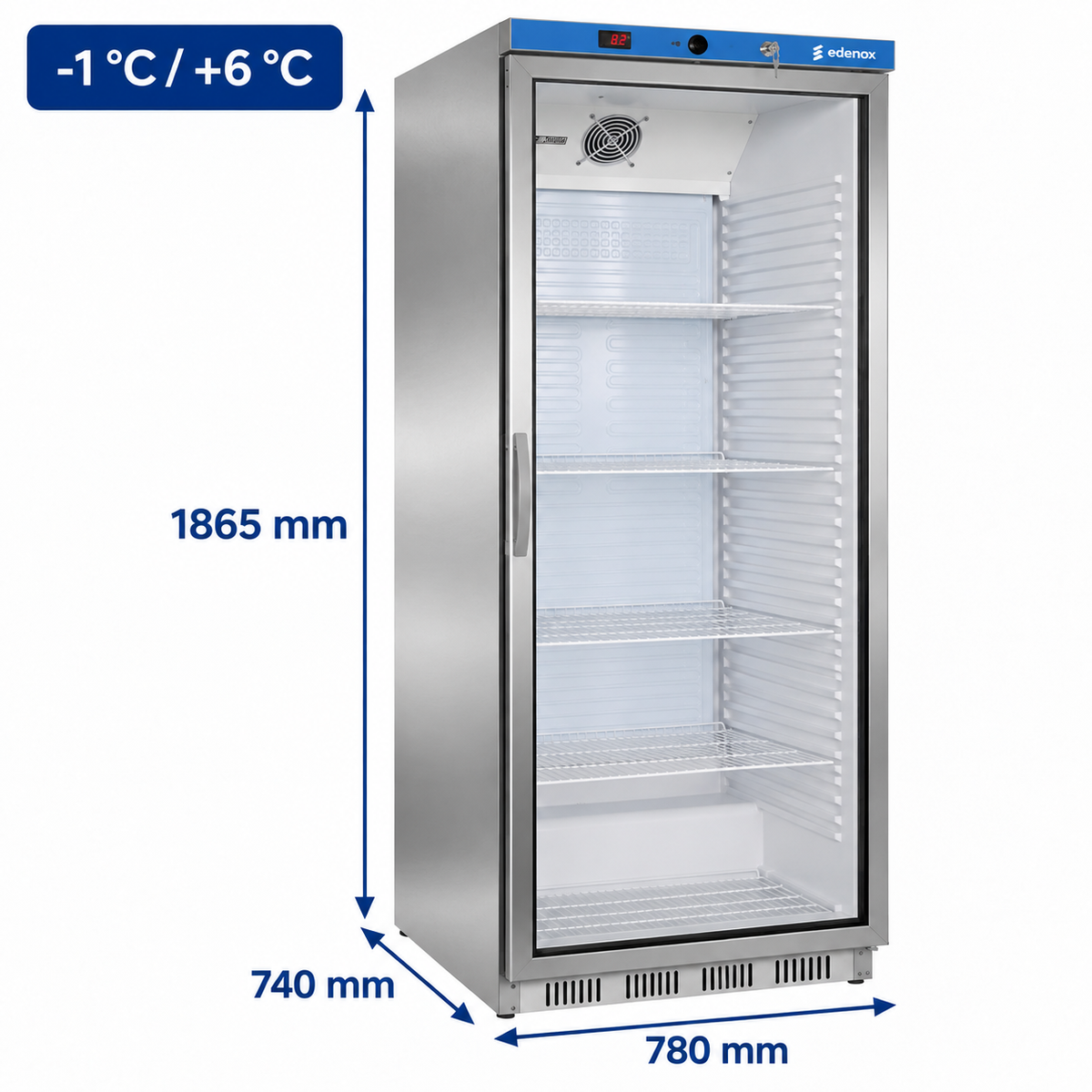 Armario Refrigerado Inox Puerta de Cristal (APS-651-I-C)