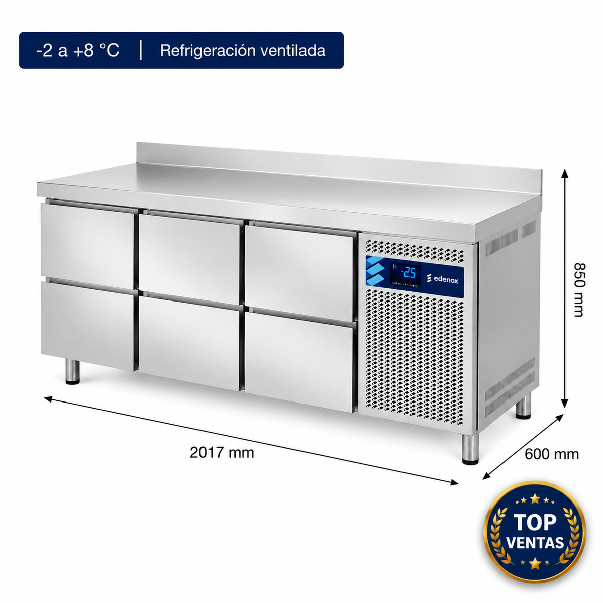 Mesa Refrigerada con Cajones Fondo 600 (MPS-200 HC HHH) Edenox