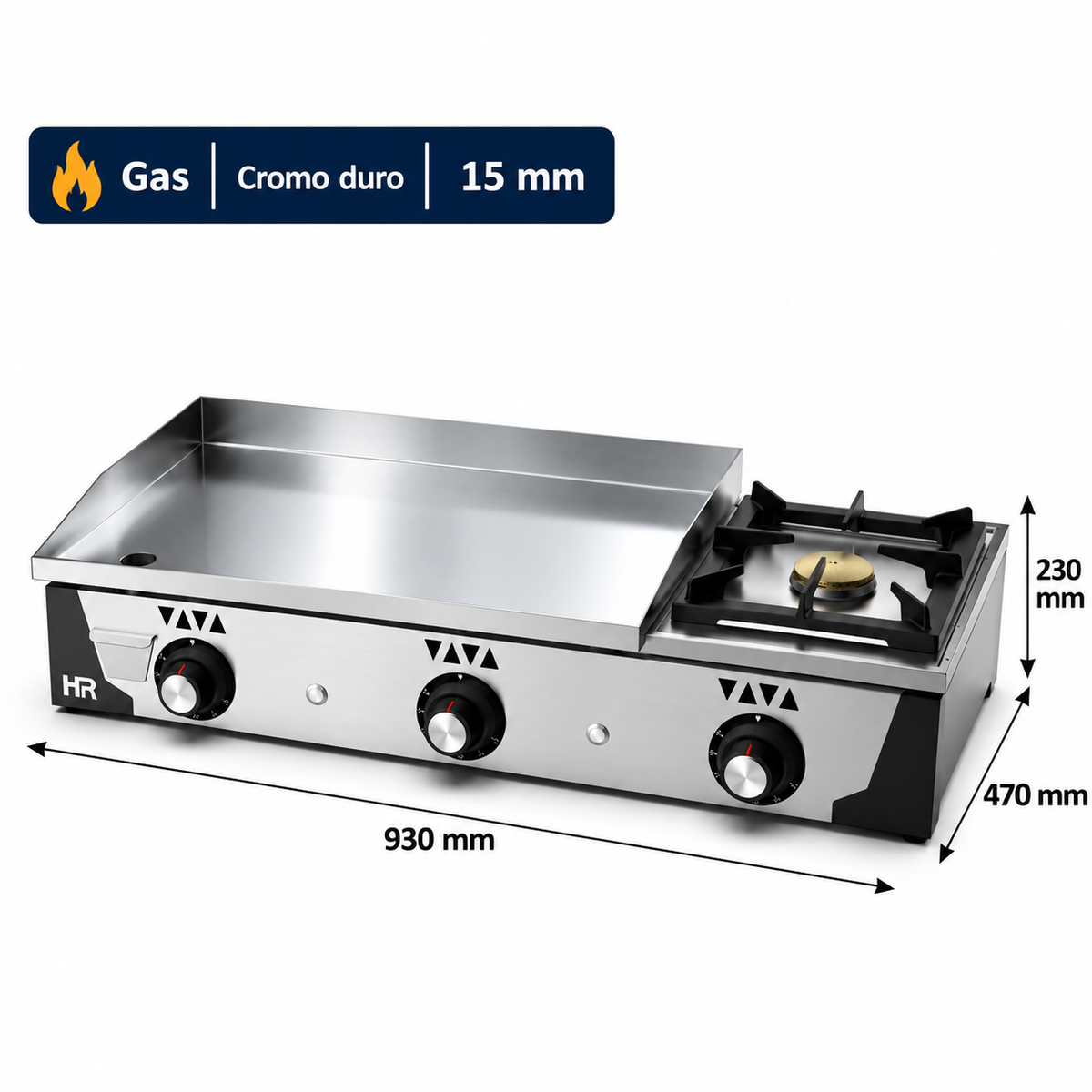 Plancha a gas HR Fainca PLC6100CRF cromo 15 mm con fogón