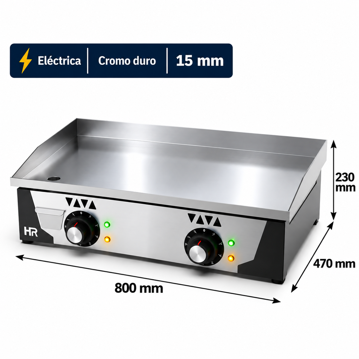 Plancha eléctrica HR Fainca PLCE8100CR cromo 15 mm