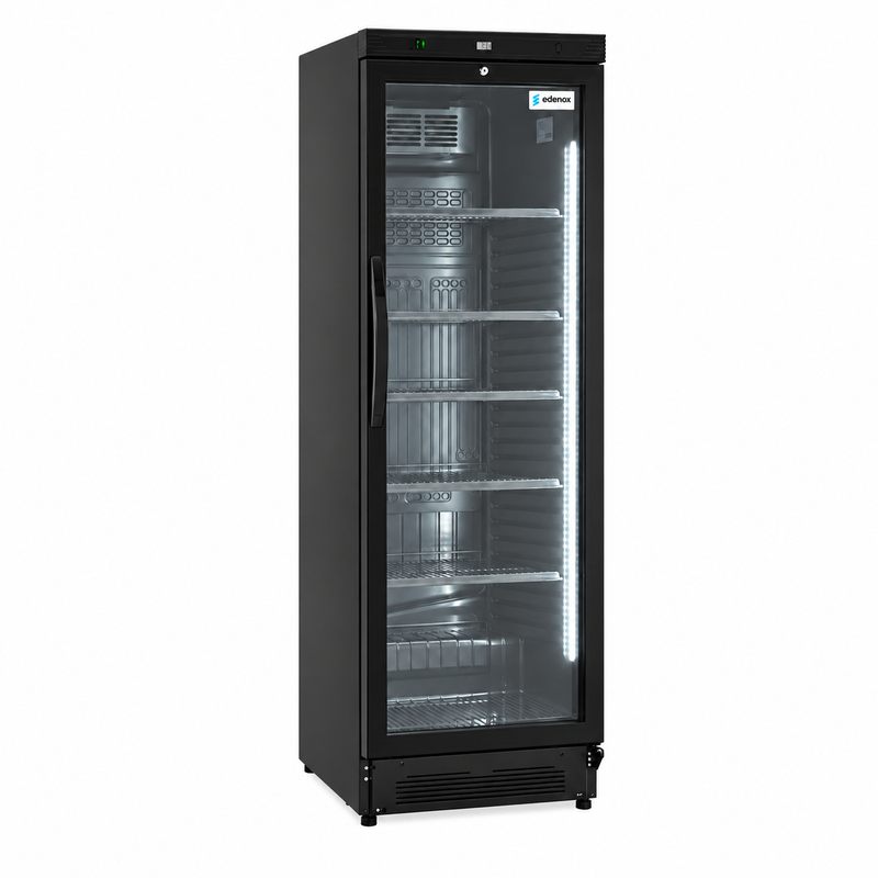 Armario Expositor Refrigerado de Cristal (APE-451-C S1 BLACK) sobre fondo blanco