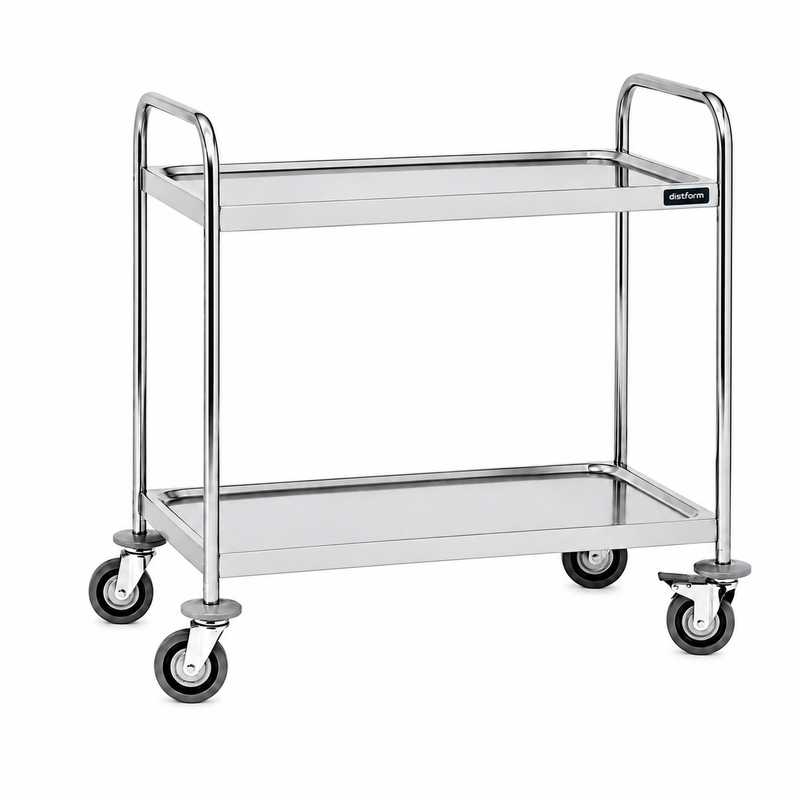 Carro de Servicio Inox 2 Estantes Desmontado 99.5x59.5x95 sobre fondo blanco