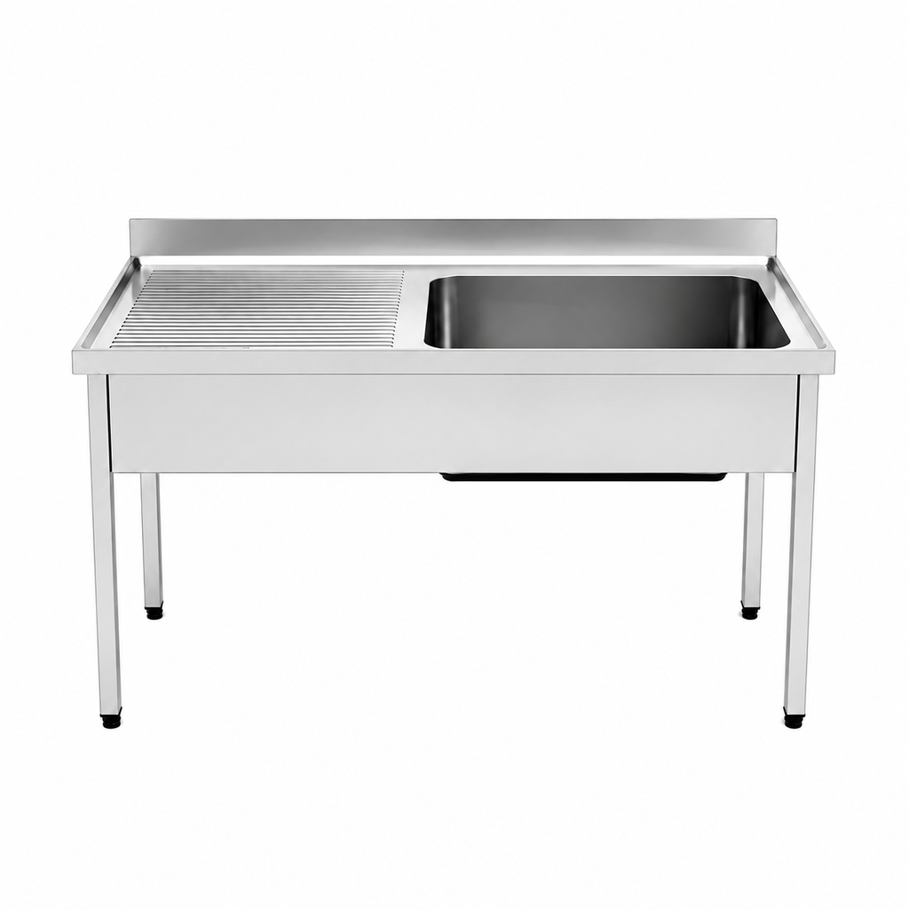 Fregadero con bastidor Gran Capacidad 180x70 (Escurridor Izquierda) sobre fondo blanco