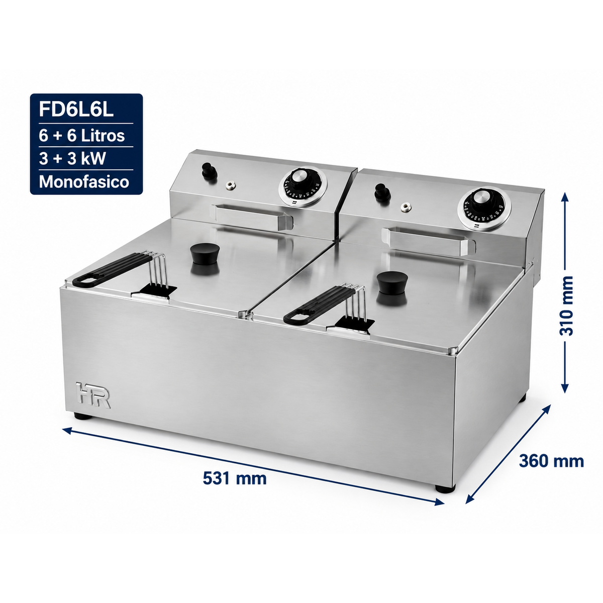 Freidora HR Fainca FD6L6L - 6 + 6 Litros