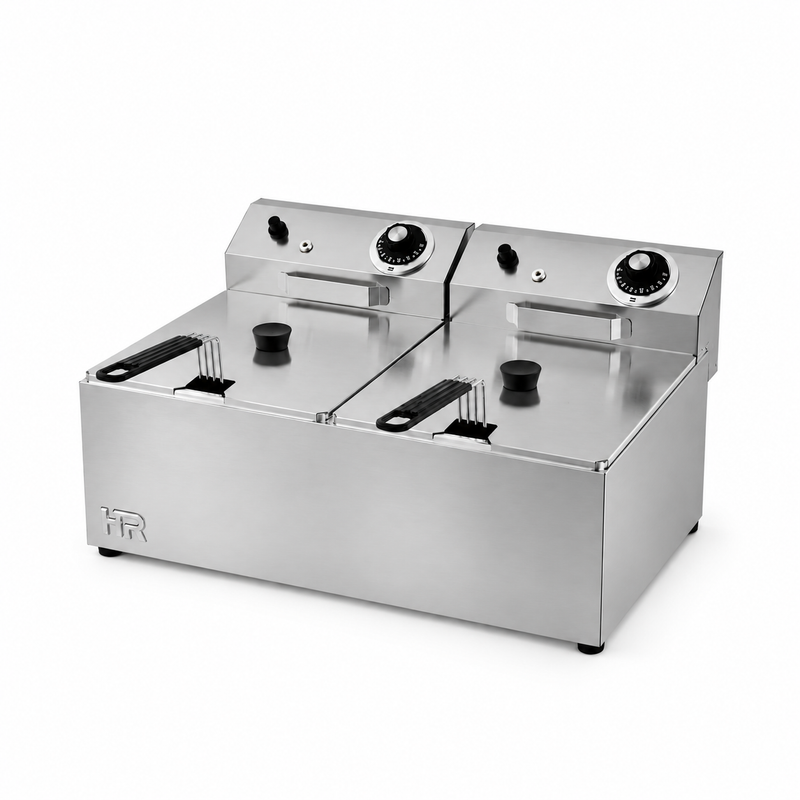 Freidora HR Fainca FD6L6L - 6 + 6 Litros sobre fondo blanco