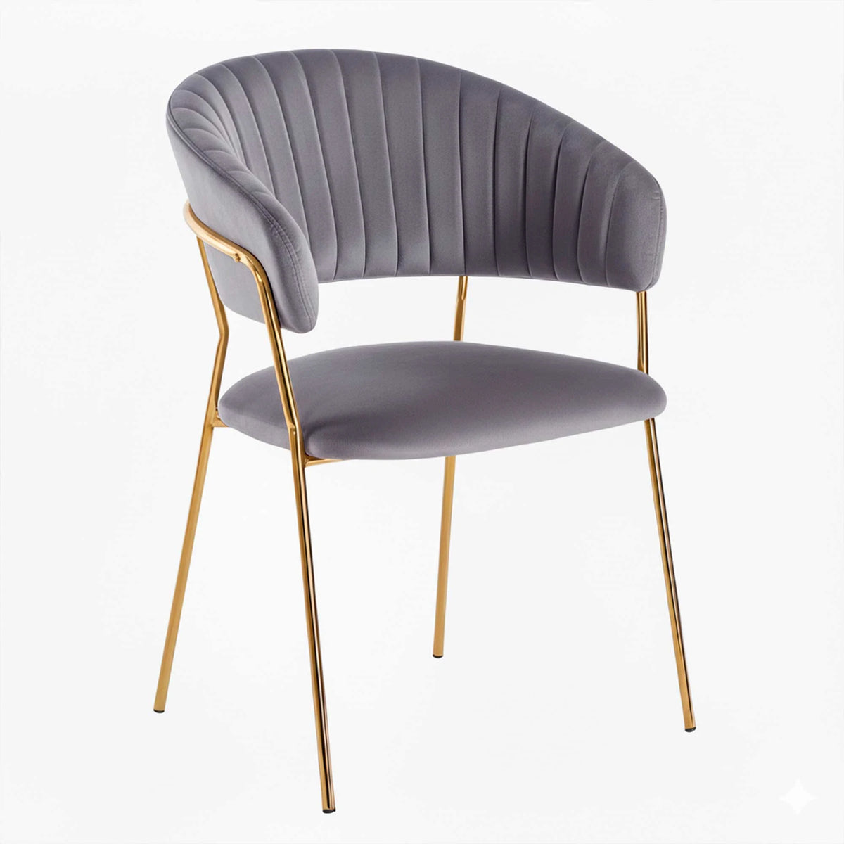 Silla Isa · Silla de Comedor de Terciopelo Isa Patas Doradas - Gris