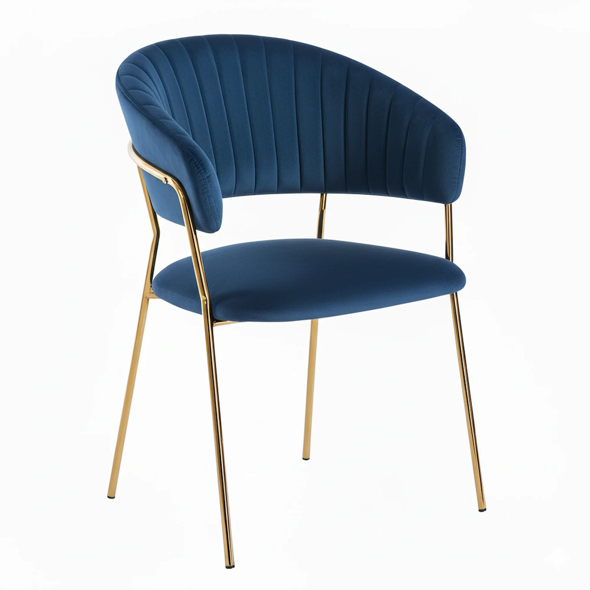 Silla Isa · Silla de Comedor de Terciopelo Isa Patas Doradas - Azul