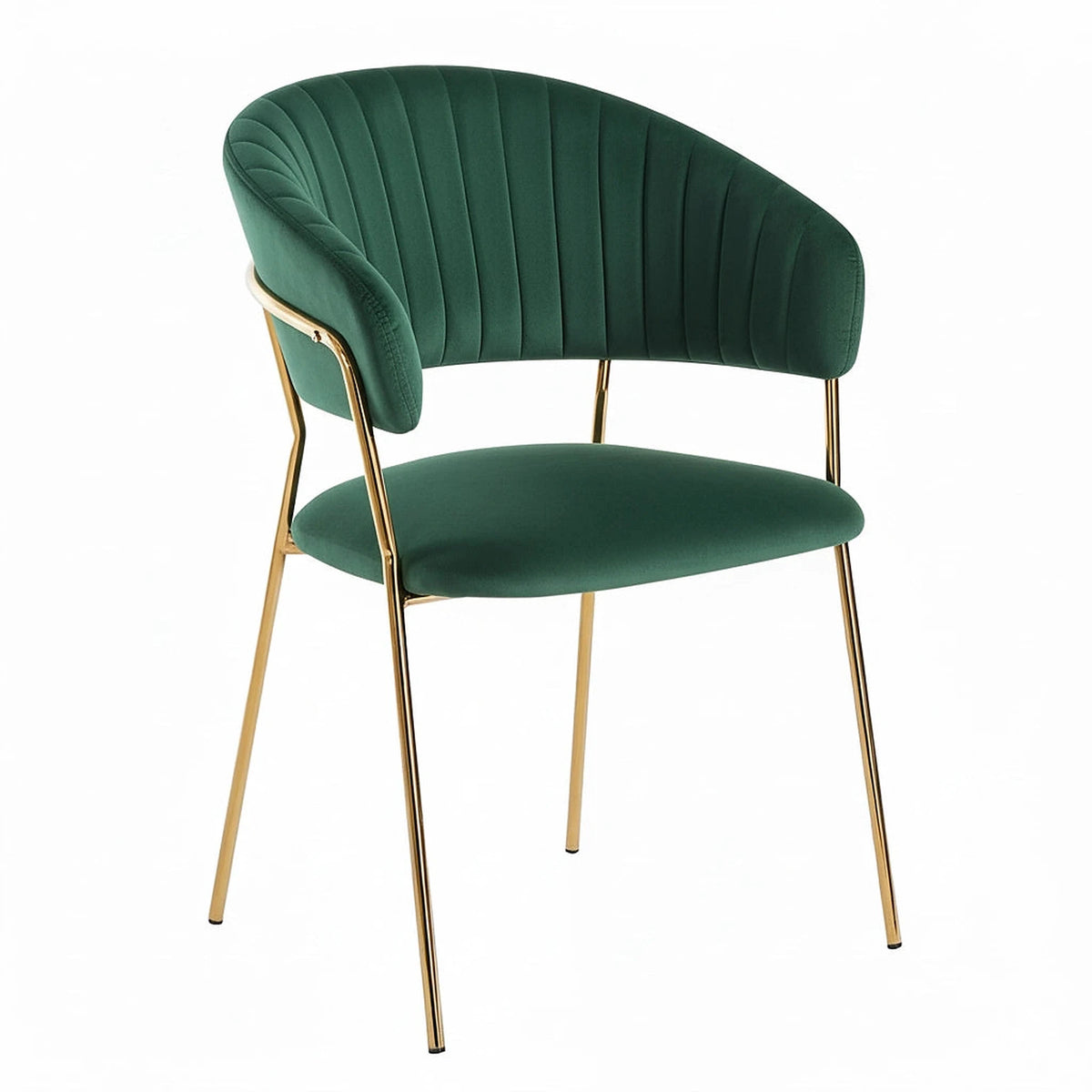 Silla Isa · Silla de Comedor de Terciopelo Isa Patas Doradas - Verde