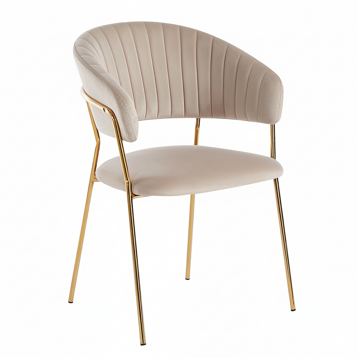 Silla Isa · Silla de Comedor de Terciopelo Isa Patas Doradas - Beige