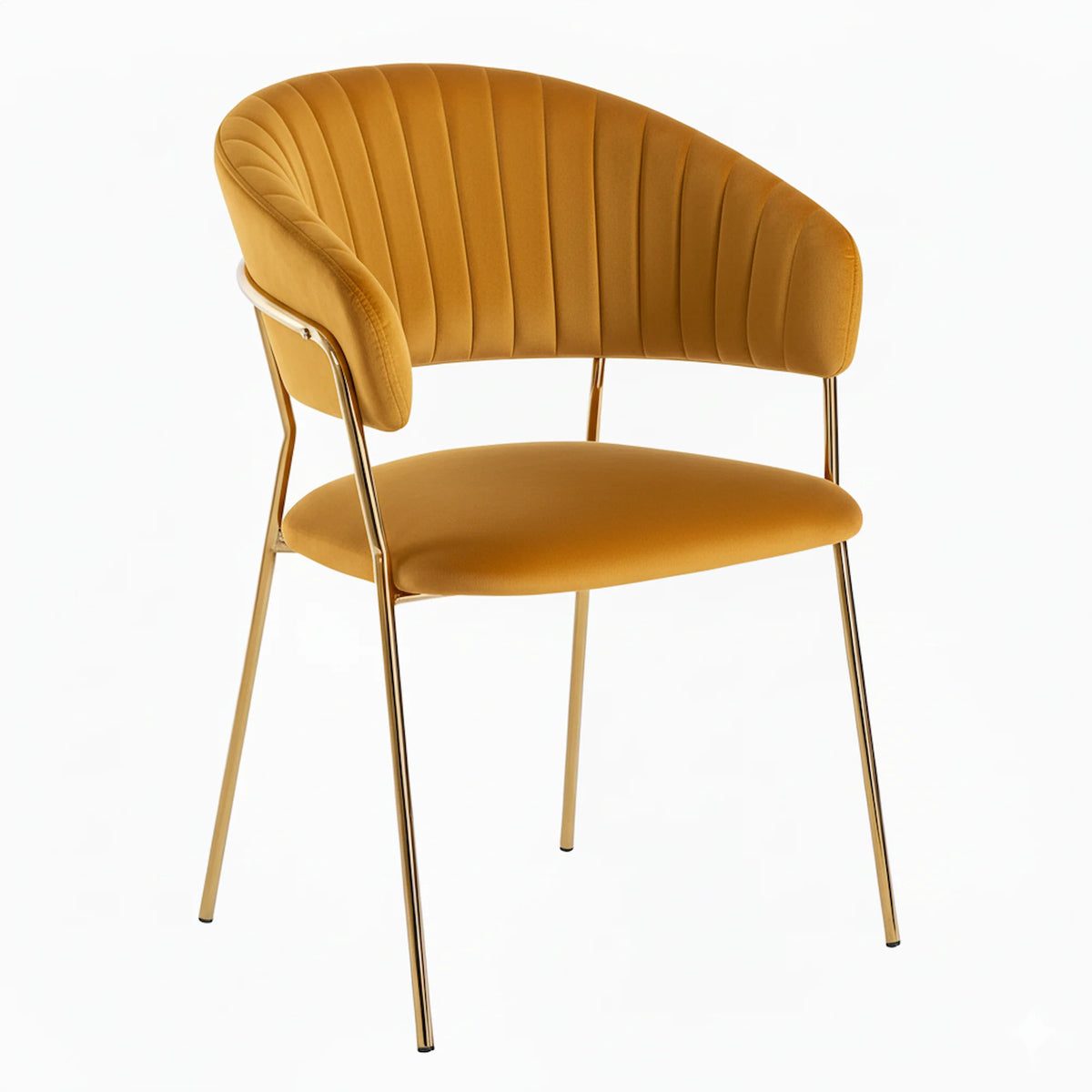 Silla Isa · Silla de Comedor de Terciopelo Isa Patas Doradas - Mostaza
