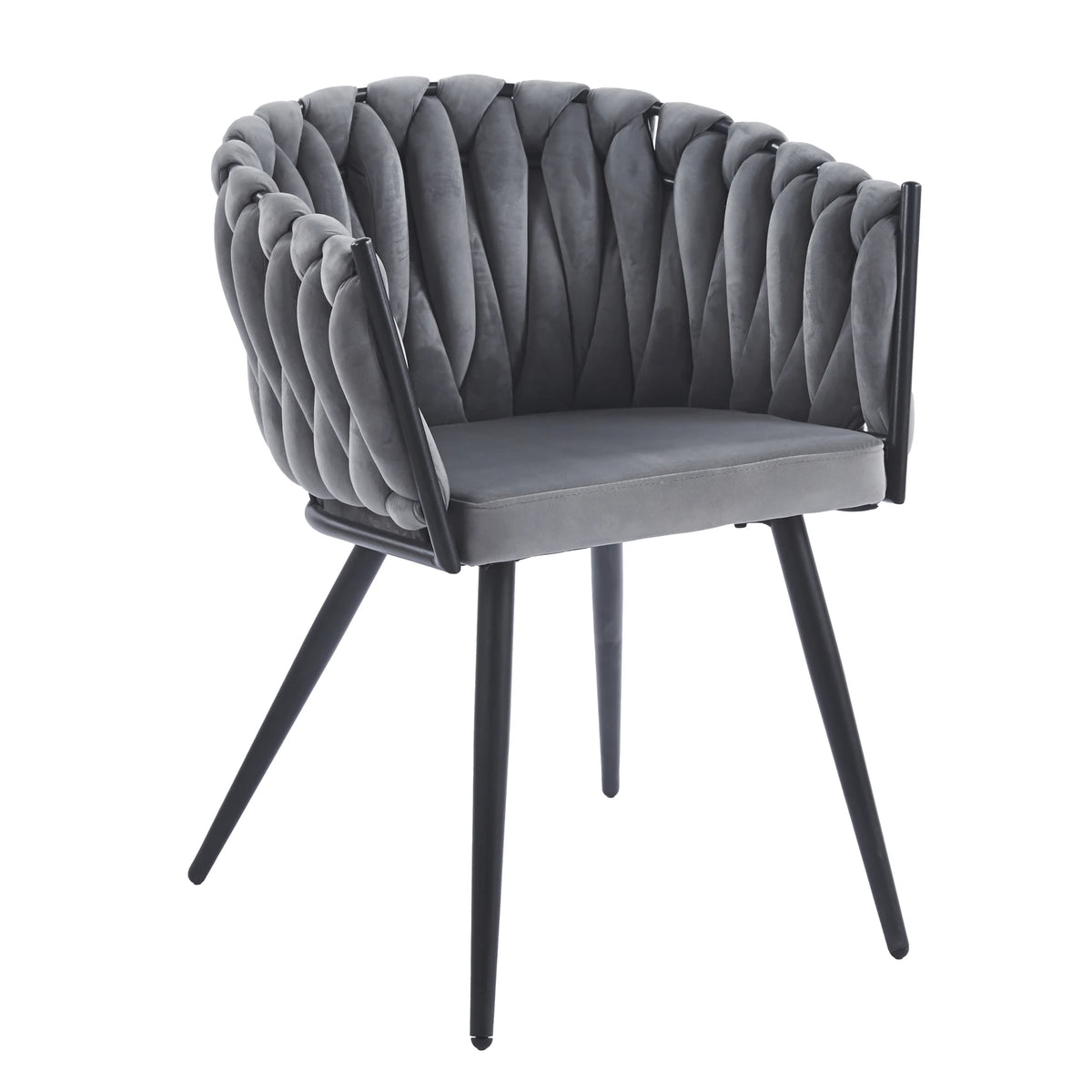 Silla Lora · Silla Comedor Terciopelo Trenzado Lora - Gris