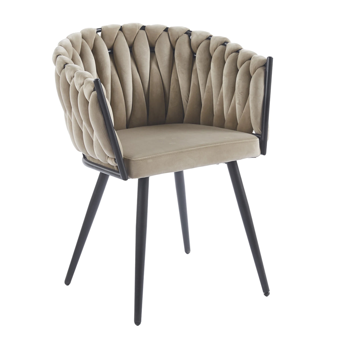 Silla Lora · Silla Comedor Terciopelo Trenzado Lora - Beige