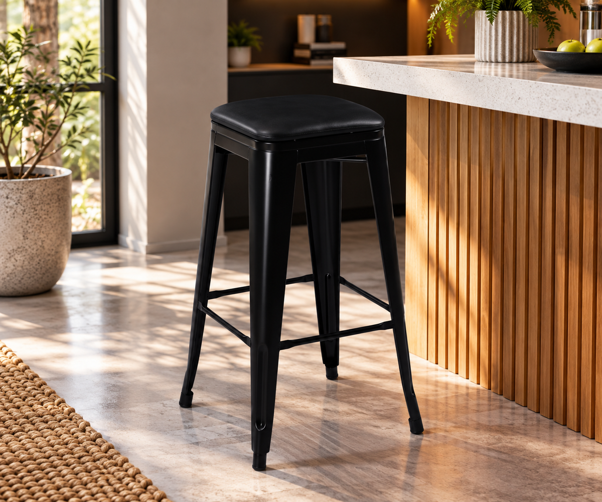 Taburete Toix Tapizado · Taburete de Metal Toix Tapizado - Negro
