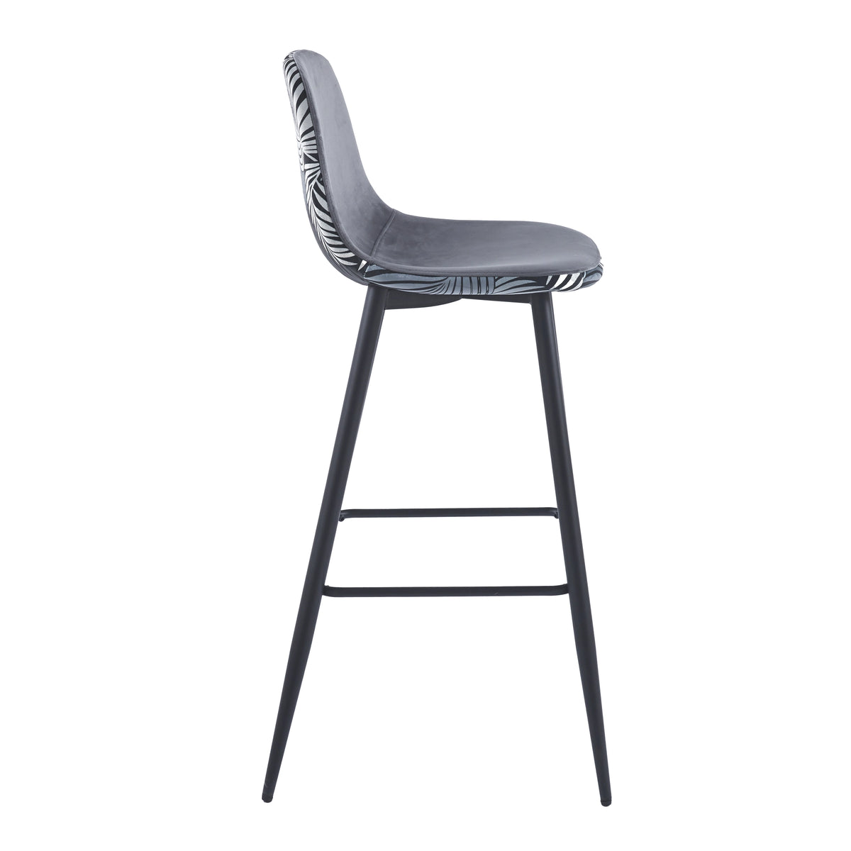 Taburete Simp Floral · Taburete Alto Tapizado Simp Floral con Respaldo - Gris