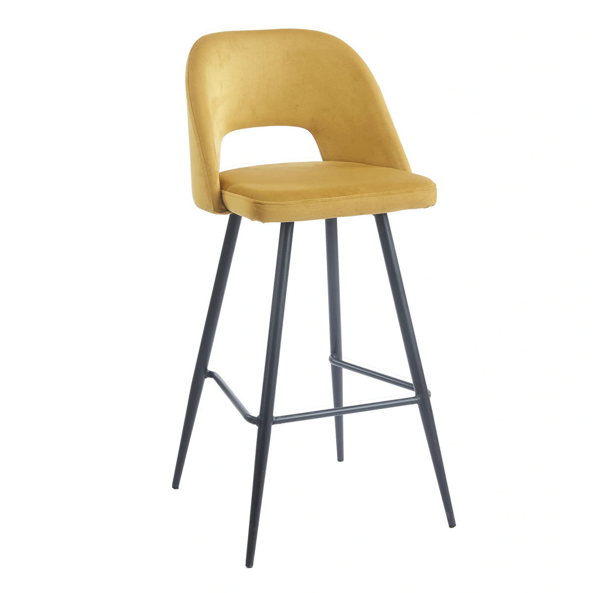 Taburete Frodita · Taburete Alto Tapizado Frodita con Respaldo - Mostaza