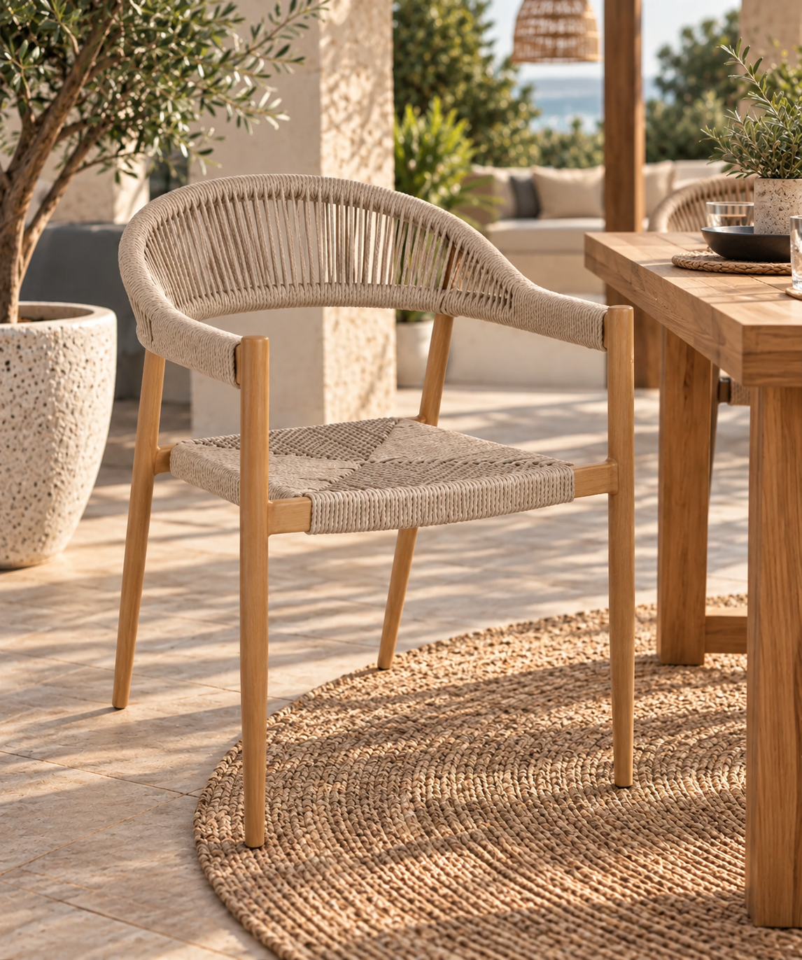 Silla Kuka · Silla de Terraza Kuka Cuerda Sintética - Beige
