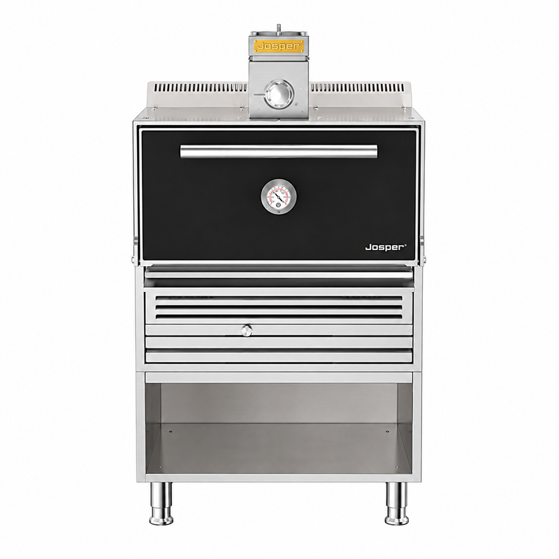 Horno de brasa Josper HJX-PRO-T · Con mesa sobre fondo blanco