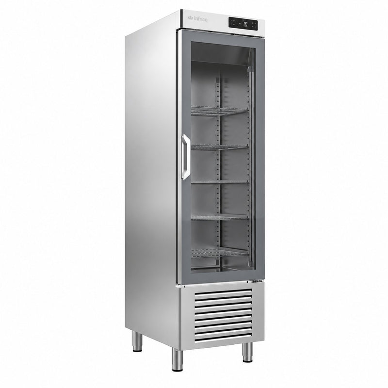 Armario refrigerado con puerta de cristal Euronorm 600×400 Infrico AN 401 CR sobre fondo blanco