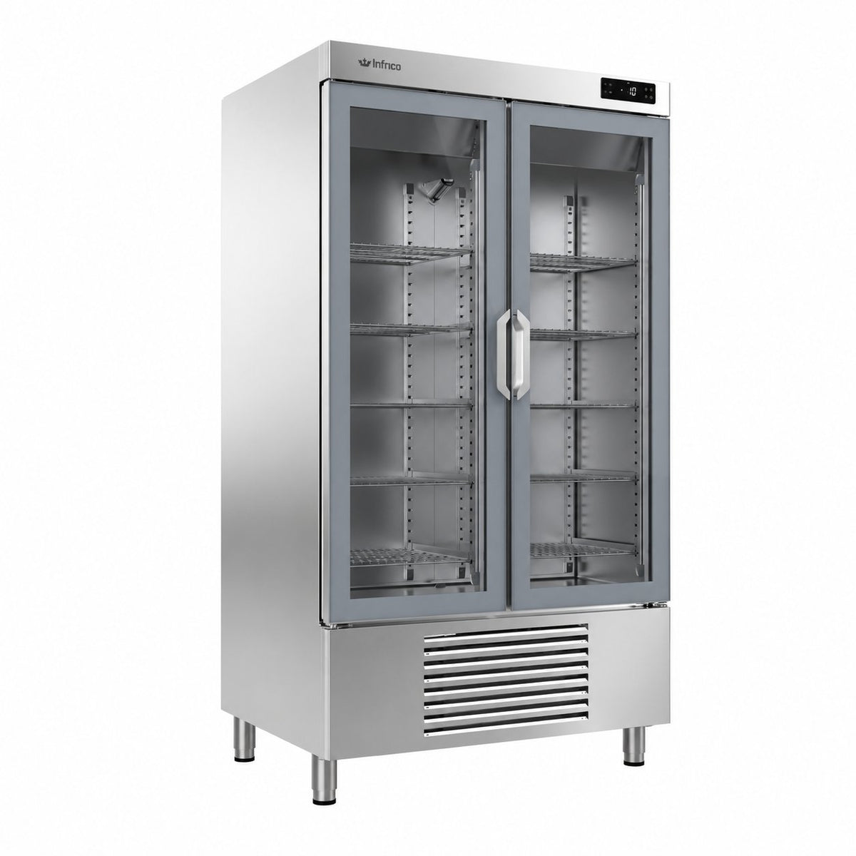 Armario refrigerado con puerta de cristal Euronorm 600×400 Infrico AN 902 CR sobre fondo blanco