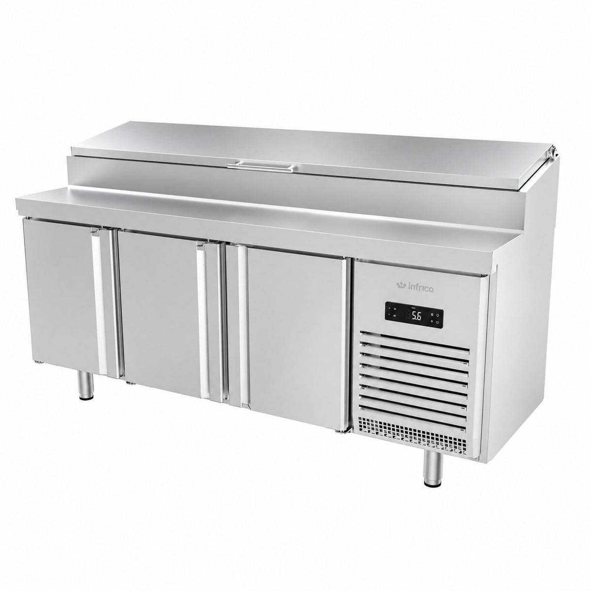Mesa refrigerada para ensaladas Infrico BMGN 1960 EN sobre fondo blanco