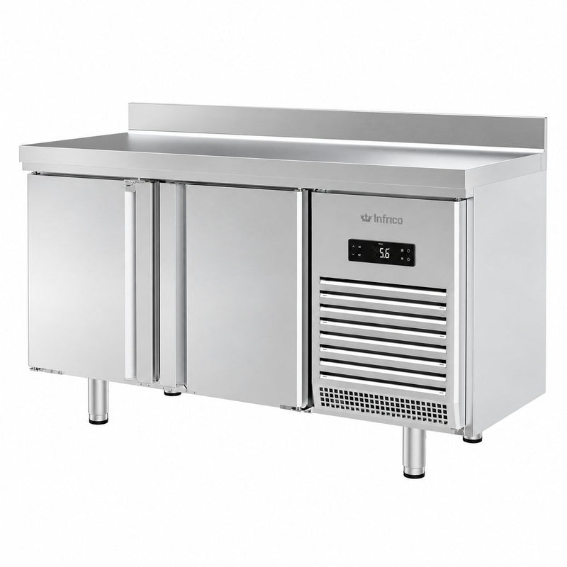 Mesa refrigerada fondo 600 Infrico BMPP 1500 II sobre fondo blanco