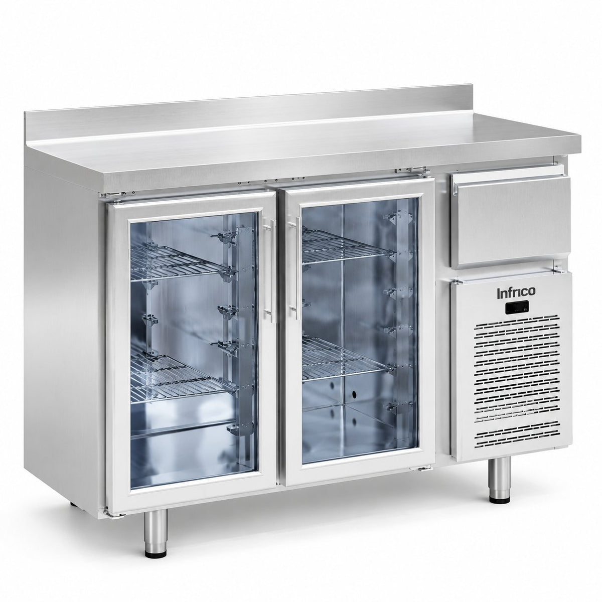 Frente mostrador refrigerado I-Line con cristal Infrico IF602PCR sobre fondo blanco