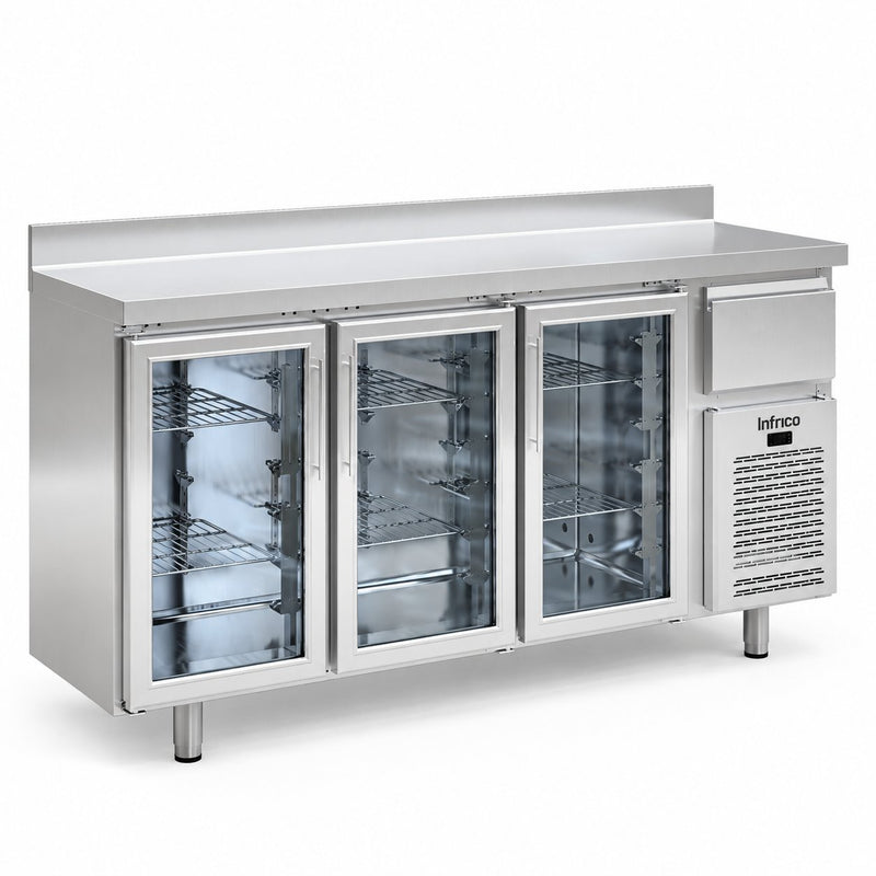Frente mostrador refrigerado I-Line con cristal Infrico IF603PCR sobre fondo blanco
