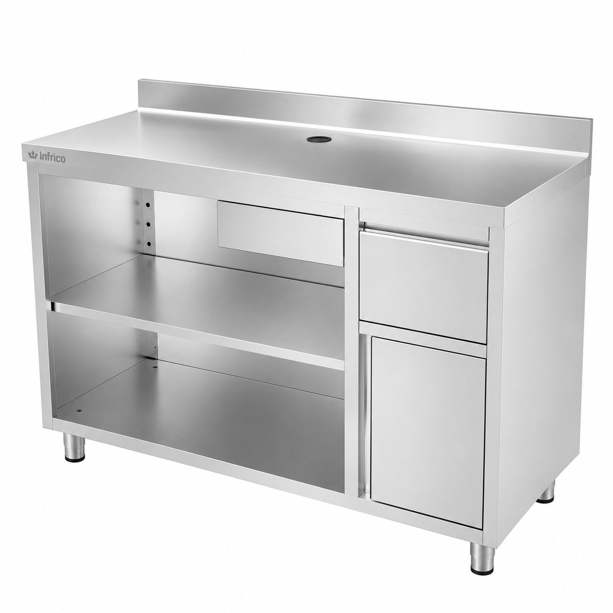 Mueble cafetero inox I-Line Infrico IMC150 sobre fondo blanco