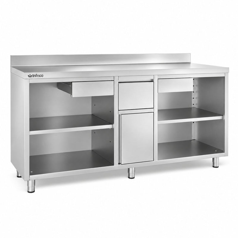 Mueble cafetero inox I-Line Infrico IMC200 sobre fondo blanco