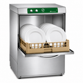 Lavavajillas Silanos E-50B · Cesta 500 × 500 mm · Altura útil puerta 32 cm · Con bomba de desagüe sobre fondo blanco