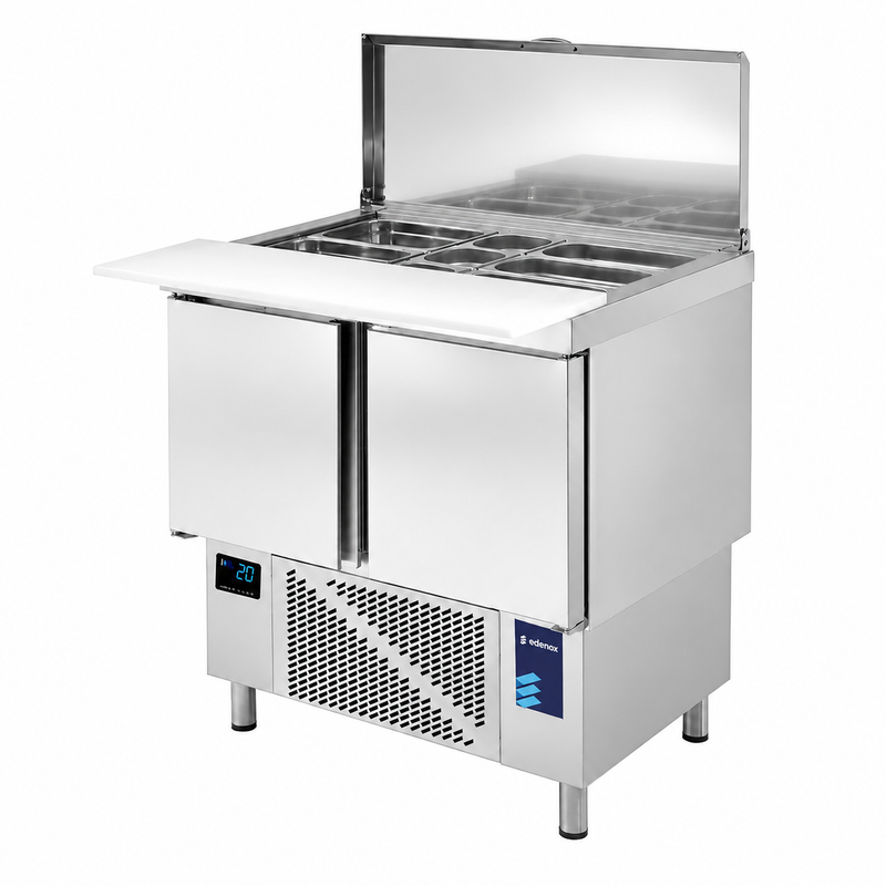 Mesa Refrigerada Compacta GN 1/6 (MPGE-100 HC) sobre fondo blanco