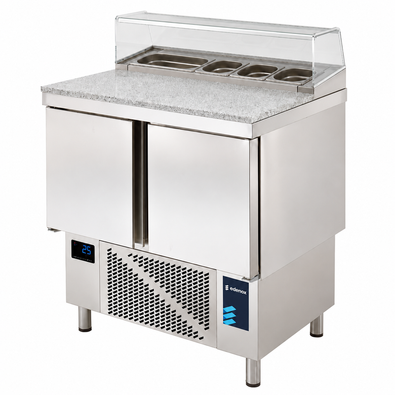 Mesa Refrigerada Compacta GN 1/6 (MPGP-100-G HC) sobre fondo blanco