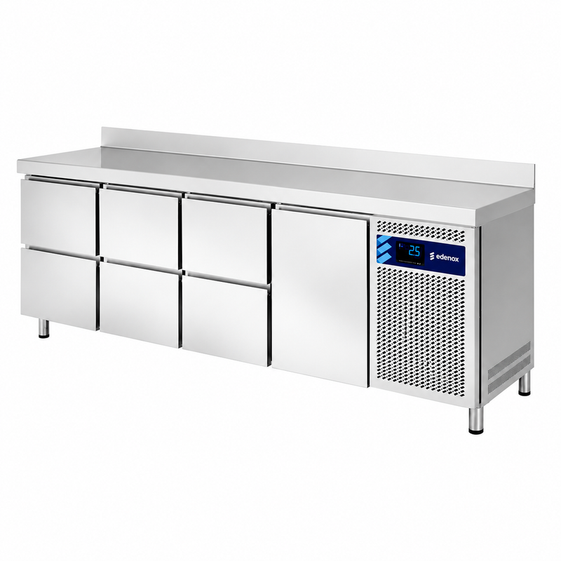 Mesa Refrigerada con Cajones Fondo 600 (MPS-250 HC HHHD) sobre fondo blanco