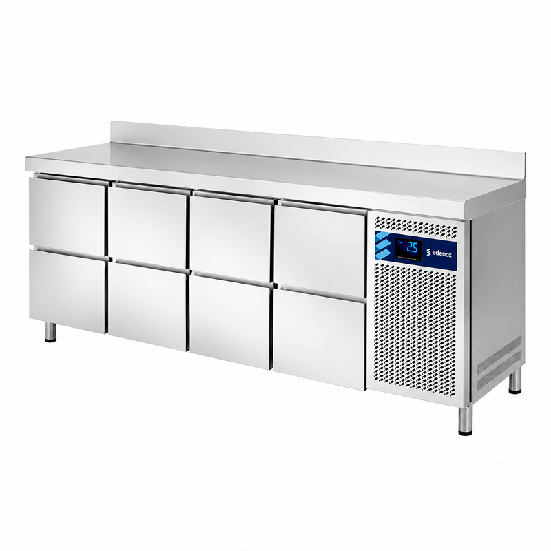 Mesa Refrigerada con Cajones Fondo 600 (MPS-250 HC HHHH) sobre fondo blanco