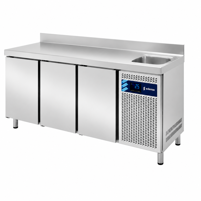 Mesa Refrigerada con Fregadero Fondo 700 (MPGF-180 HC) sobre fondo blanco