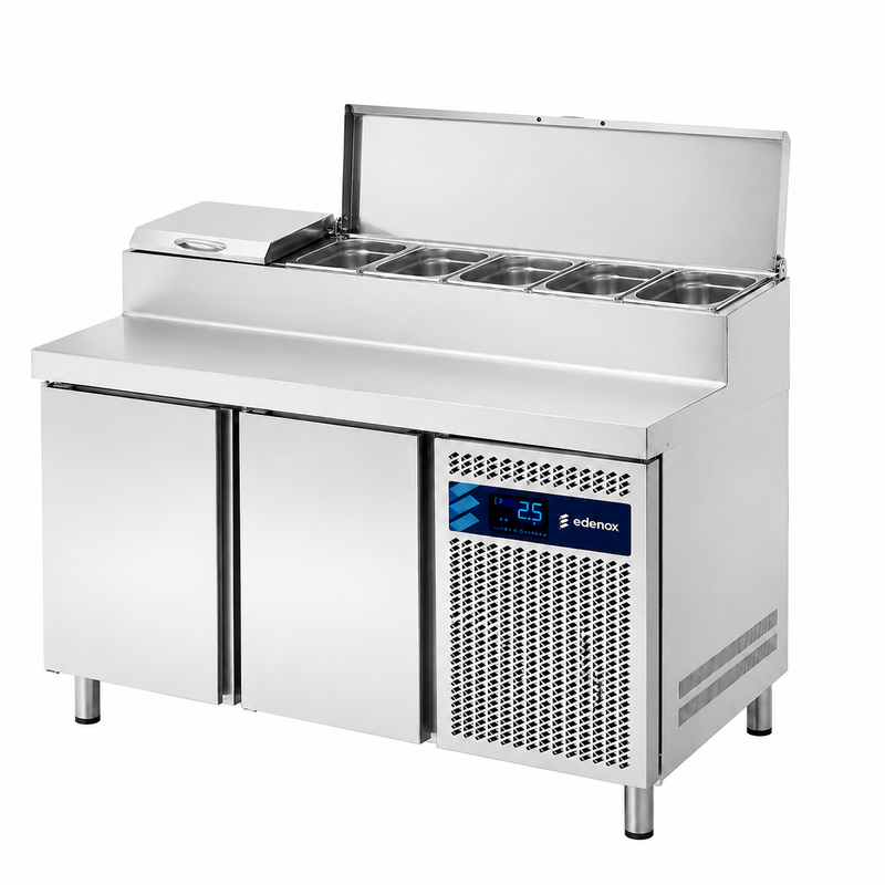 Mesa Refrigerada Expositor de Ingredientes GN 1/3 (MPGE2-135-I HC) sobre fondo blanco
