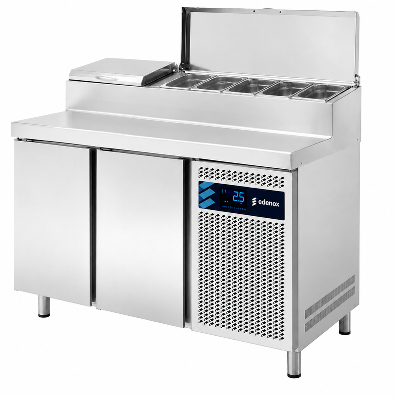 Mesa Refrigerada Expositor de Ingredientes GN 1/3 (MPPE2-150-I HC) sobre fondo blanco