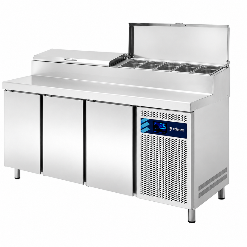 Mesa Refrigerada Expositor de Ingredientes GN 1/4 (MPPE2-200-I HC) sobre fondo blanco
