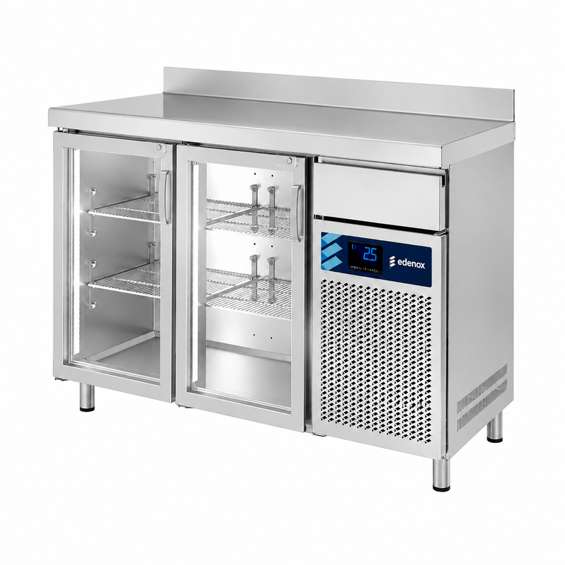 Mesa Refrigerada Frente Mostrador Fondo 600 - Puerta Cristal (FMPS-150 HC PC) sobre fondo blanco