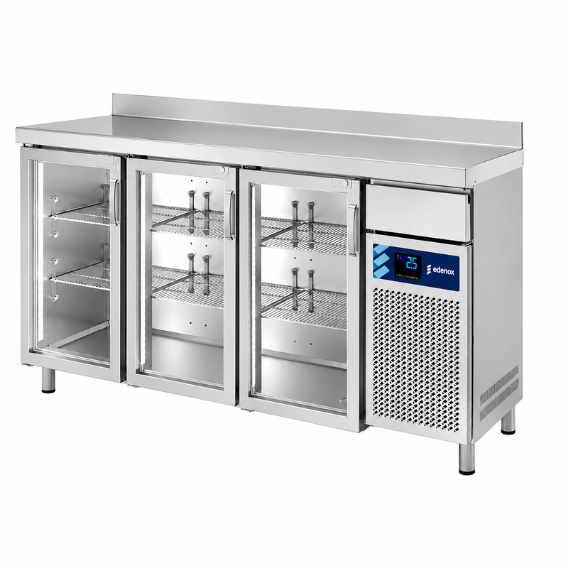 Mesa Refrigerada Frente Mostrador Fondo 600 - Puerta Cristal (FMPS-200 HC PC) sobre fondo blanco