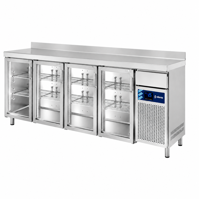 Mesa Refrigerada Frente Mostrador Fondo 600 - Puerta Cristal (FMPS-250 HC PC) sobre fondo blanco