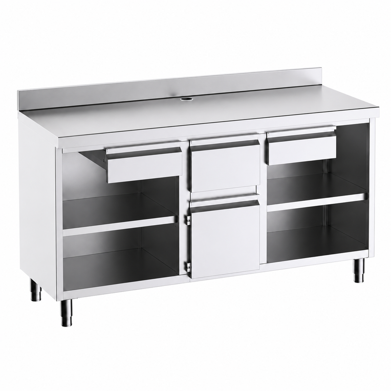 Mueble cafetero 200x60x105 con encimera sobre fondo blanco