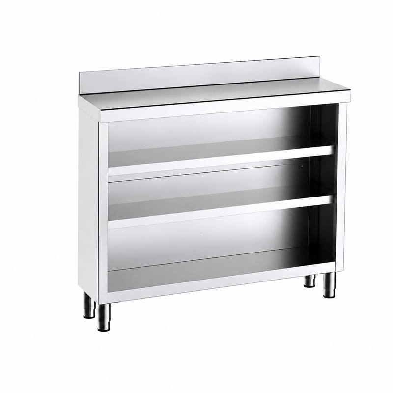 Mueble contramostrador Gama 350 100x35x105 con encimera - 2 Estantes sobre fondo blanco