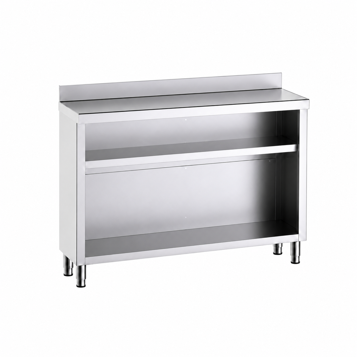 Mueble contramostrador Gama 350 150x35x105 con encimera - 1 Estante sobre fondo blanco