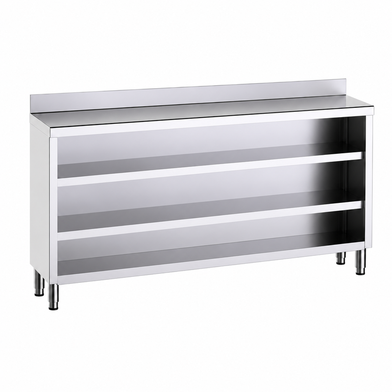 Mueble contramostrador Gama 350 200x35x105 con encimera - 2 Estantes sobre fondo blanco