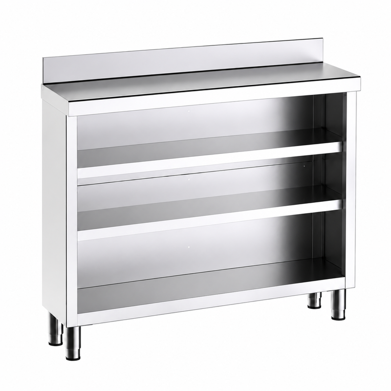 Mueble contramostrador Gama 600 100x60x105 con encimera - 2 Estantes sobre fondo blanco