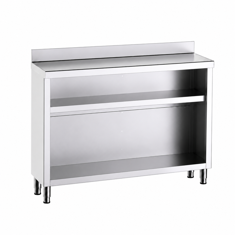 Mueble contramostrador Gama 600 150x60x105 con encimera - 1 Estante sobre fondo blanco