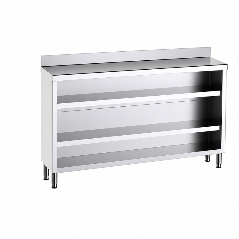 Mueble contramostrador Gama 600 200x60x105 con encimera - 2 Estantes sobre fondo blanco