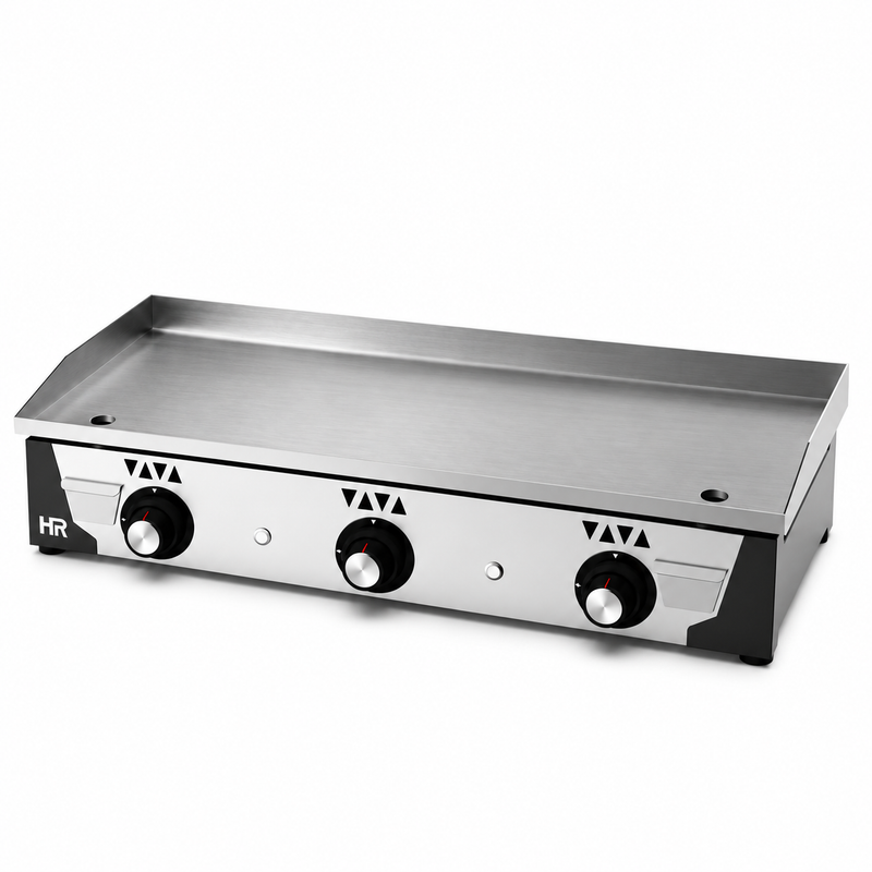 Plancha a gas HR Fainca PLC10100RT rectificada 15 mm sobre fondo blanco