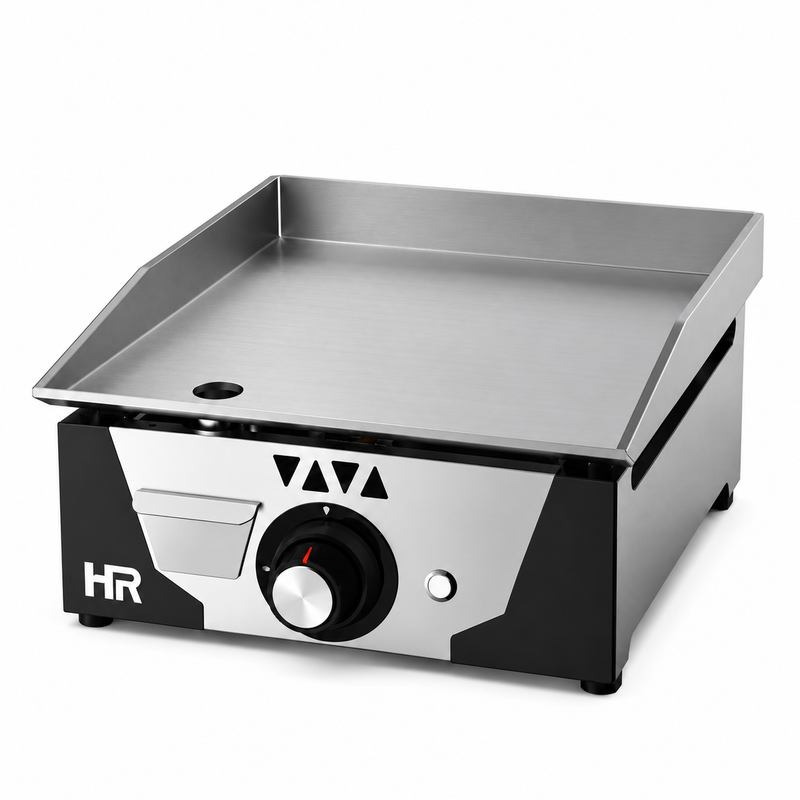 Plancha a gas HR Fainca PLC4100 de acero laminado sobre fondo blanco